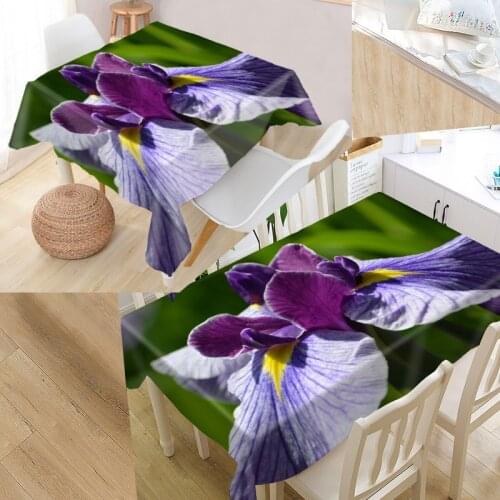Custom Iris Tablecloth Art Pattern Washable Oxford Fabric Dustproof Dinner Table Cloth Party Decoration Table Cover