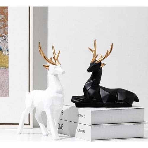 Deer Statue Head Resin Sculpture Nordic Home Decor Scandinavian Decoration Figurines statute