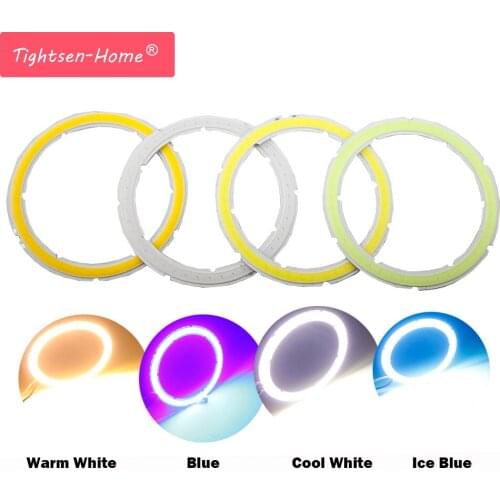 2PCS 80MM LED COB Angel Eyes Led Halo Ring Daytime Running Light Lamp warm White Blue 12V 14V DC accessories Decor