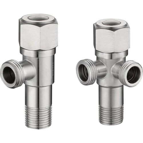Stainless Steel Angle Valve G1/2 Thread Triangle Valve Hot and Cold Water Valve Bathroom Connector for Toilet Basin Water Heater