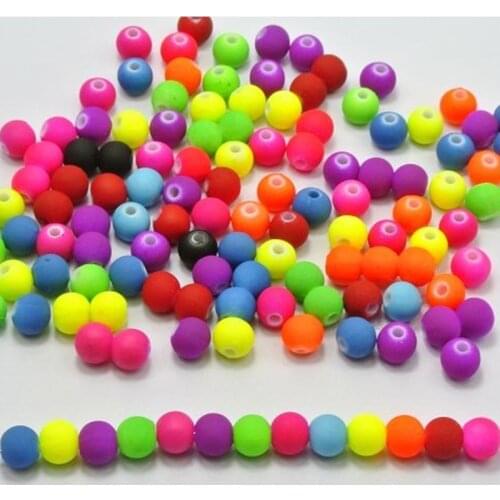 Top Quality 500pcs Mixed Candy Color Acrylic Rubber Beads Neon Matte Round Spacer Loose Beads Jewelry Handmade 6mmround Shape