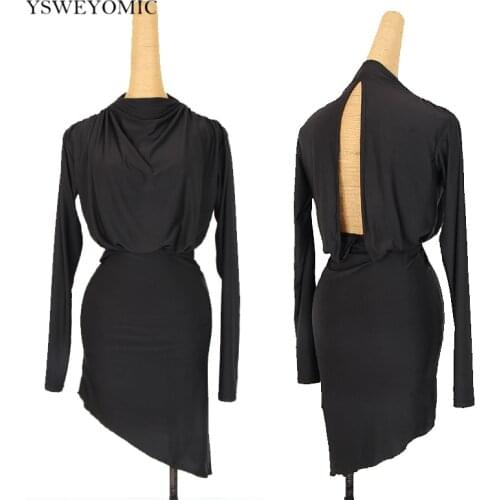 Latin Dance Long-sleeved Autumn Winter High-neck Dance Practice Clothes Practice Women Rumba Salsa Samba Cha Cha Dance Dress 326