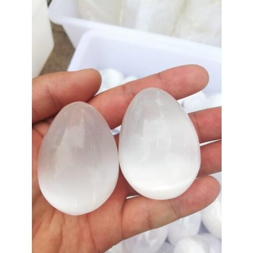1pcs drop shipping Natural selenite crystal gemstone yoni eggs reiki healing chakra Christmas gift remove negative energy