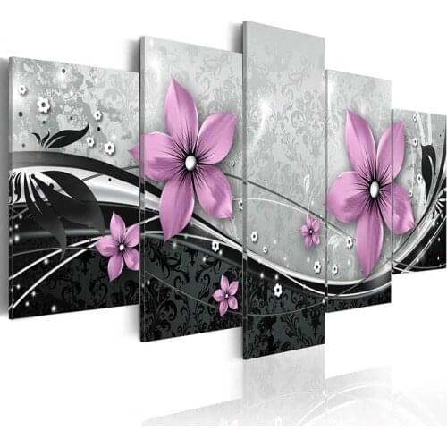 2021 No Frame 5 PCS/set Modern Prints Flowers Oil Painting on Canvas Wall Art Pictures for Home Living Room Decor