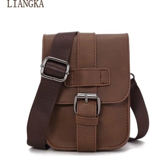 2021 Casual Vintage Men Shoulder Bag Brand Leather Messenger Bag with Front Pocket Bag Set Business Crossbody Bag for Male