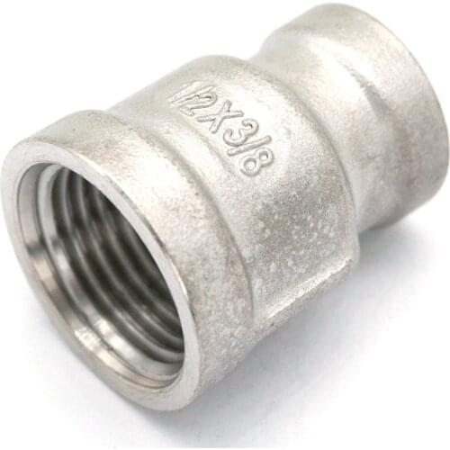 3/8" BSP to 1/2" BSP Female Thread 304 Stainless Steeel Concentric Reducer Connector Pipe Fitting water air oil