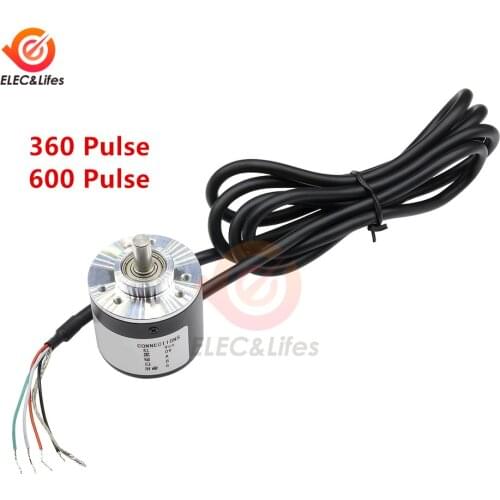 360 600 Pulse Incremental Optical Rotary Encoder 6mm Shaft AB Two-phase DC 5-24V 600 Pulse encoder NPN open collector output