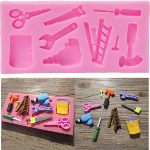 3D Hardware Tool Spanner Scissors Saw Fondant Cake Molds Silicone Soap Chocolate Mould for the Kitchen Baking Cake Tools [3]