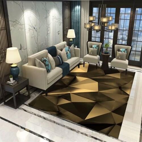3D Geometric Pattern Home Carpet Bedroom Bedside Mute Area Rug Flannel Anti-slip Doorway Kitchen Corridor Rug Living Room Carpet