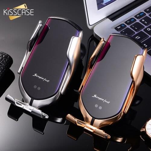 KISSCASE Automatic Clamping Car Phone Holder 10W Wireless Fast Charger For iPhone 12 11 XR 8 Air Vent Mount Bracket Holder Stand
