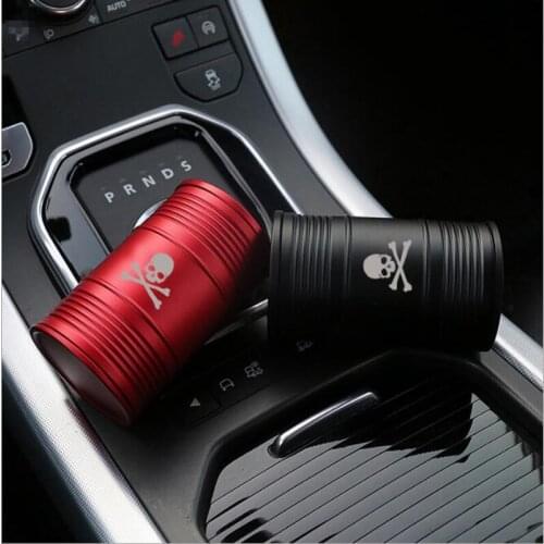 Car skull ashtray household interior decoration oil barrel shaped ash drip holder aluminum alloy creative and individual