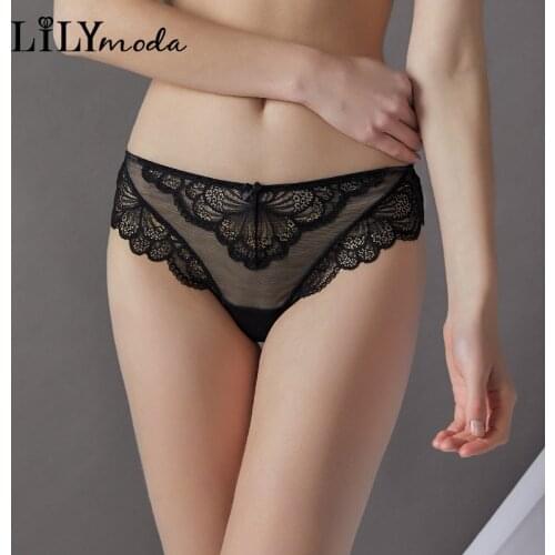 Lilymoda Seamless Sexy Floral Lace Hollow Out Women Transparent Panties Cozy Underwear Female Lingerie Breathable Mesh Low Waist