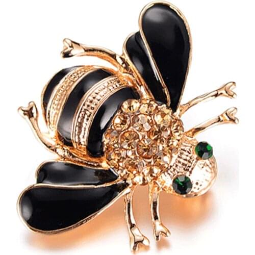 Bee Brooches Enamel Esmalte Broches Color Champagne Rhinestone Hijab Pins juego de tronos Halloween joyas High Quality