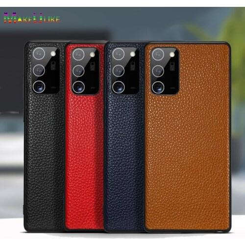 Genuine Leather Case for Samsung Galaxy Note 20 Ultra Case Soft Cover Lychee Grain Phone Case for Samsung Note20 Ultra Cover
