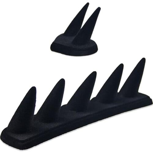 Black Velvet Finger Fingertip Ring Stand Rack Display Showcase Organizer