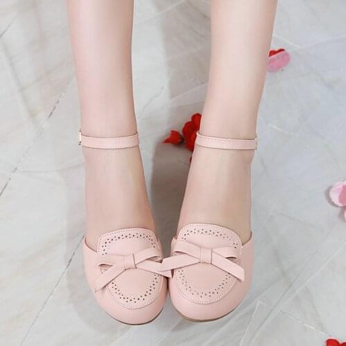 COOLULU 2020 Women Dorsay Pumps Ankle Strap Square High Heel Pumps Shoes Closed Toe with Bow Wingtip Oxford Pumps Size 33-43