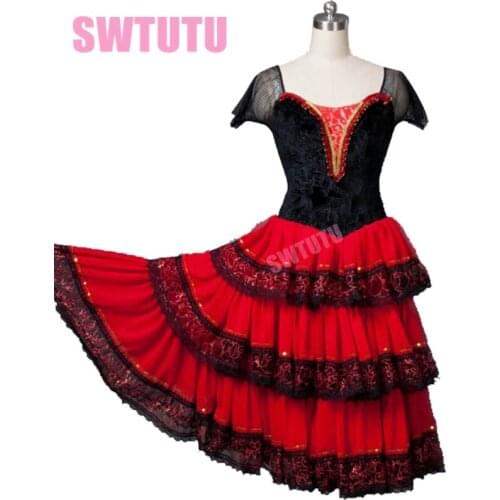 Adult Long Ballet Tutu with red skirts Women Long ballet dress professional classical ballet tutu dress Dance Costumes BT8994
