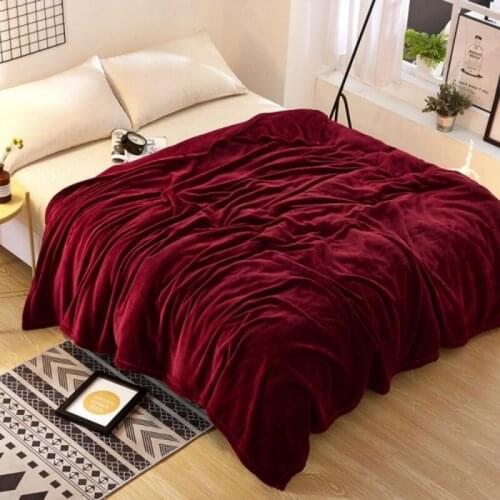 Hot Home Textile Flannel Pure Color Blanket Super Warm Soft Blankets Throw on Sofa/Bed/ Travel Bedspread Decor