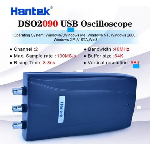 Hantek DSO-2090 Portable Digital Oscilloscope 2 Channels 40MHz Bandwidth USB PC Oscilloscope 100MS/s official and original