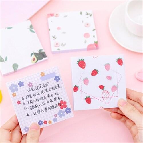 Kawaii Flower Creative Memo Pad Student Sticky Notes Friut Notepad Office Planner Decoration School Stationary Supplies
