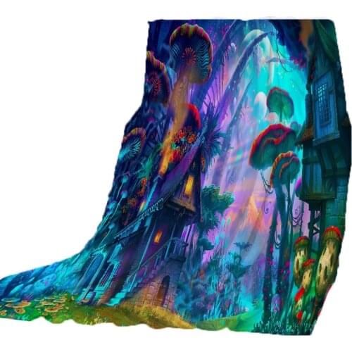 Mushroom House Nap Blanket Super Soft Velvet Plush Throw On Bed Sofa Art Children Travel Beach Towel Printed Dropship