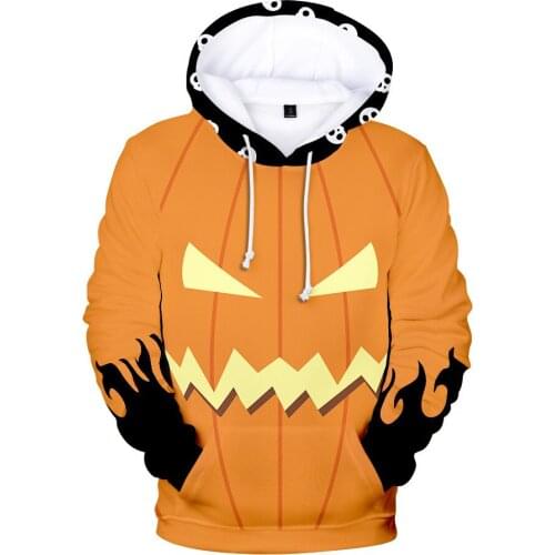 Halloween special hip-hop trend street retro plus cashmere hooded sweater oversized