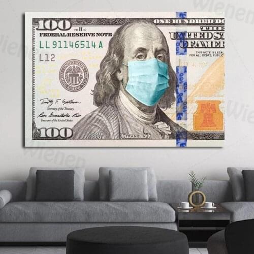 Modern Art Poster USD Modular Wearing Mask Figure Picture Wall Art Canvas Print Aesthetic Mural Home Decoration for Living Room