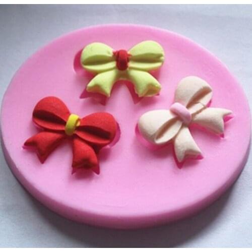 DIY Pink Silicone Bowknot Cake Moulds Eco-Friendly Fondant Chocolate Bread Baking Decoration Tools Kitchenware
