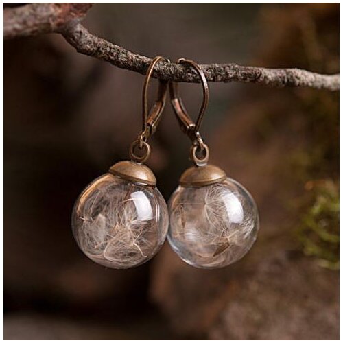 100pcs 16x4mm glass vial pendant Dandelion wish dangle earrings, glass vial brass earrings, nature earrings(finished earring)