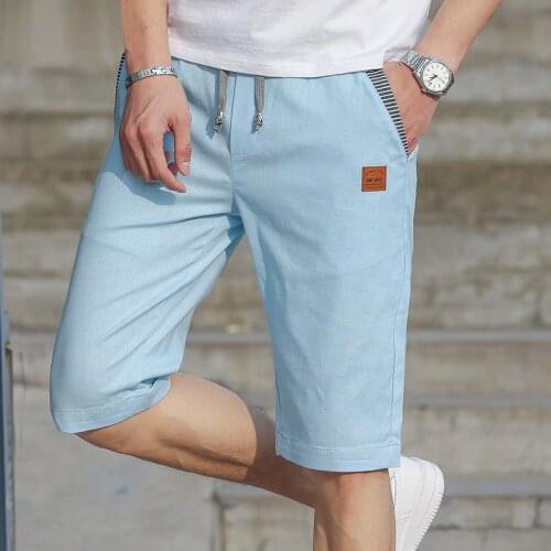 Dropshipping Summer Mens Shorts Casual Cotton Streetwear Solid Knee Length Mens Shorts Bermuda Beach Male Shorts Homme