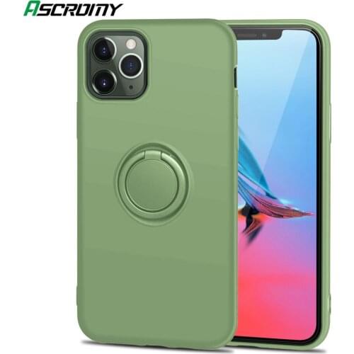 Ring Case With finger Holder For iPhone 11 Pro Max 12 X XS XR 7 6S 8 Plus Silicone Phone Cover Green Luxury Shockproof Accessory
