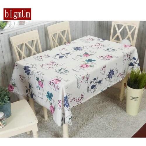 European Pastoral Style Flower Teapot Vase Print Tablecloth Dinner Kitchen Linen Table Cloth Cover Home Decor Banquet Mantel