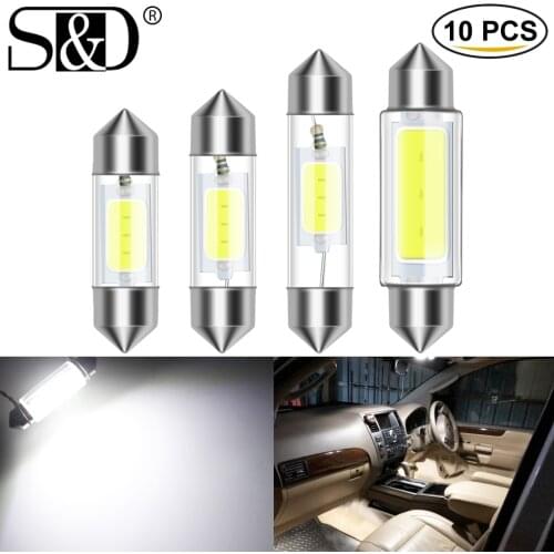10Pcs Canbus C5W C10W 31mm 36mm 39mm 41mm LED Bulb Festoon Led Car Interior Light COB Dome Reading License Plate Auto Lamp White