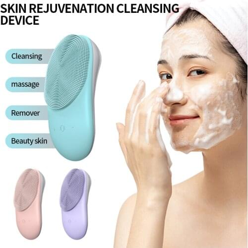 Ultrasonic Silicone Electric Facial Cleansing Brush Sonic Face Cleanser Cleansing Skin Mini Washing Massager Brush Rechargeable