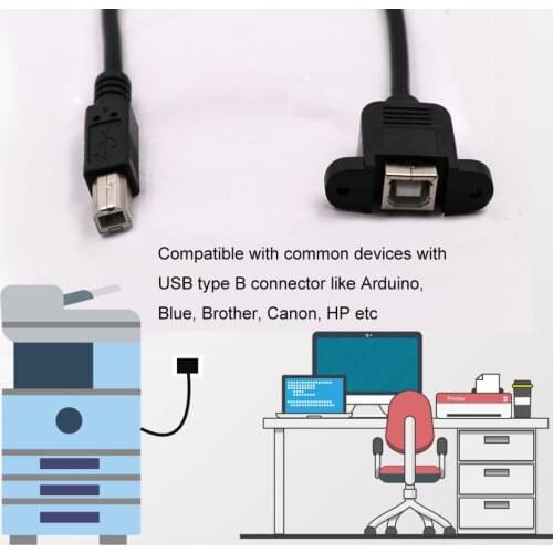 0.5M 0.3M USB Print Cable USB B Male to Female Printing Cable Scanner Extension Cord Panel Mount Extend Cable High Quality