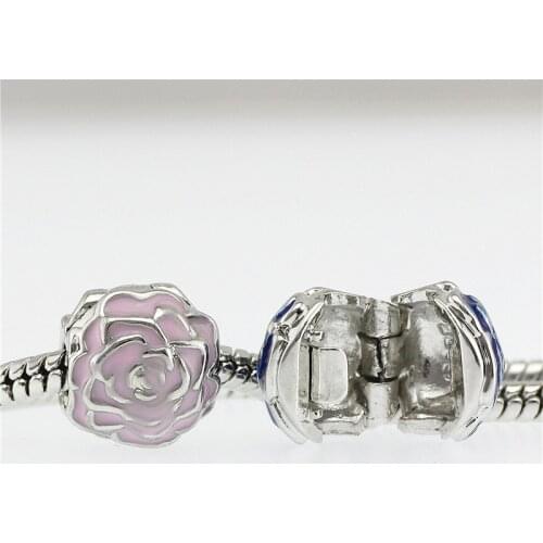 5 colour flower beads Fits pandora Charms bracelets safety Bead Clip Stopper Star Pattern European Charm DIY Jewelry