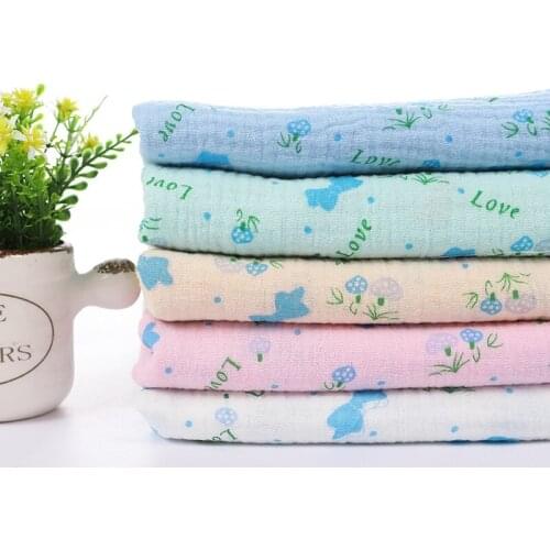 High Quality Coton Crepe Fabric Soft Double Gauze Cotton Crepe Fabric Cartoon Printed Cotton Fabric for DIY Baby Cloth Mask