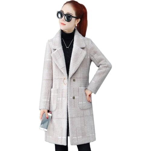 High Quality Winter Jacket Coats New Fashion Thicken Imitation Mink fleece Woolen Coat Loose Large Size Medium long Outerwear 95