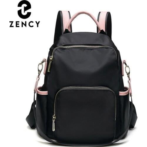 Zency Soft Waterproof Nylon Womens Backpack Classic Vintage High Quality Female Teenager School Bags Commute Lady Shoulder Bag