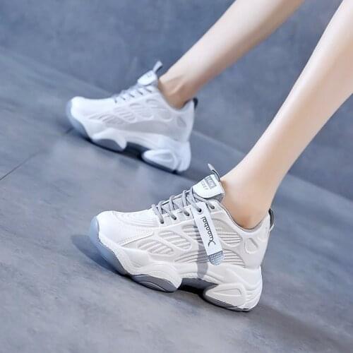 Women Chunky Platform Sneakers Mesh Designers Fashion Lacing Casual Shoes Woman White Vulcanized Shoes Basket Female Comfortable