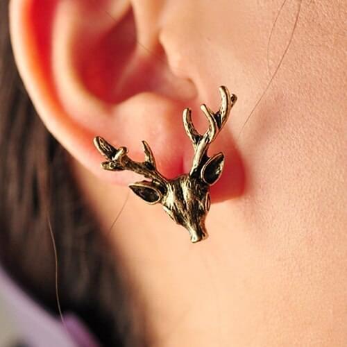 New Design Womens Fashion Exaggerated Punk Hip-Hop Retro Deer Ear Studs Earrings Jewelry 15 smt
