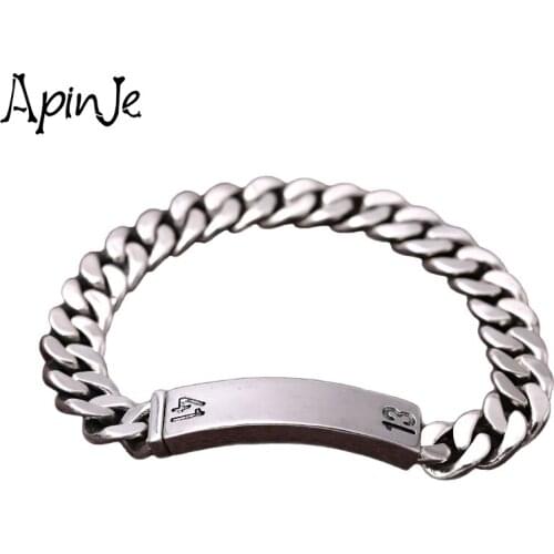 Apinje Vintage 925 Sterling Silver Bracelet Men Women Couples Bracelet Romantic Fashion Gift Jewelry