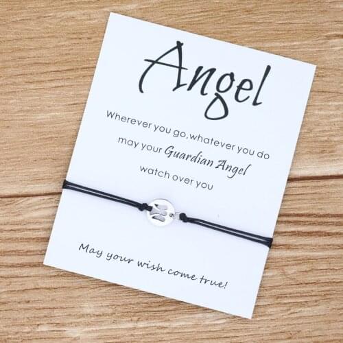Guardian Angel Wish Bracelet Silver Angel Faith Bracelet Religious Jewelry Lucky Red String Wish Bracelet Women Men Baptism Gift