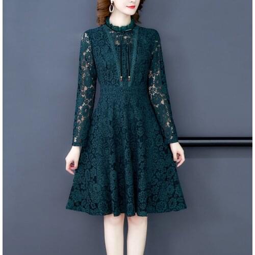 Womens large size 2020 new spring lace dress foreign style spring summer temperament noble hedging slim dress