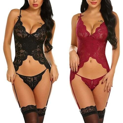 Teddy Lingerie Net Yarn Perspective Sexy Lingerie Bodysuits Garter Set Sexy Lingerie for Women Erotic Plus Size Costumes