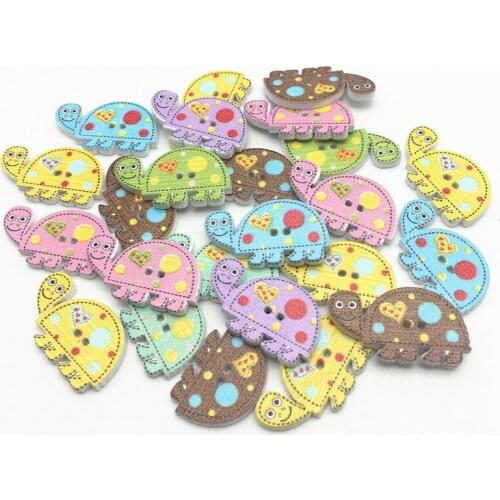 1000pcs 28x16mm Turtle Wooden Cartoon Buttons Scrapbooking Mixed DIY 2-Holes Wood Sewing Accessories Crafts For Cardmaking