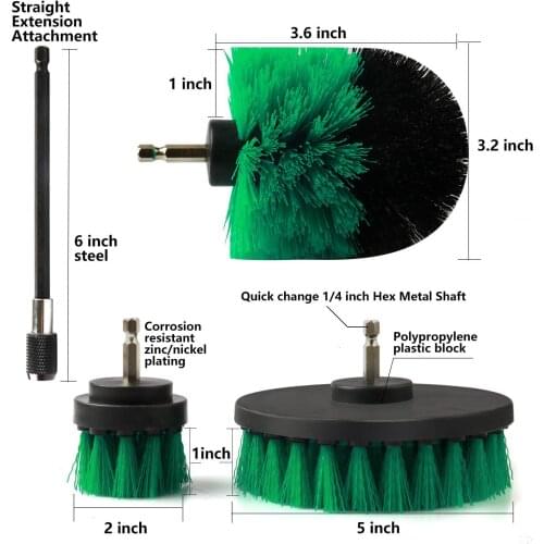 4pcs/set Drill Brush Cleaner Scrubbing Brushes with Extension Rod for Car Grout Tub Shower Kitchen Auto Care Cleaning Tools