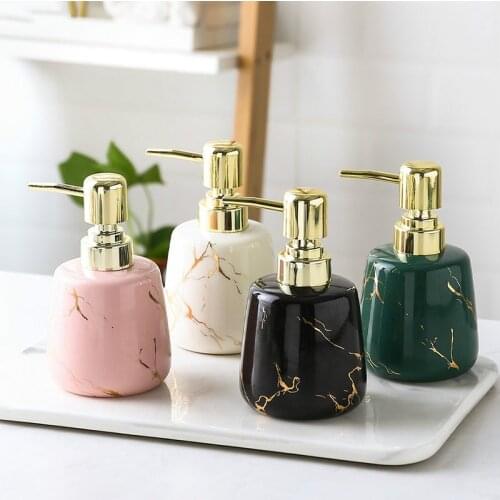 400ml Imitation Marble Ceramic Soap Dispenser Lotion Press Bottle Household Shower Gel Shampoo Dispensing Bottle Bathroom Supply
