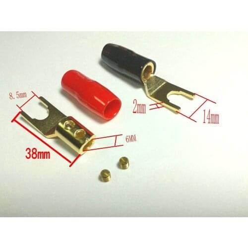 50pcs GOLD Plated Speaker Spade Fork Plug Screw Locking adapter Connector