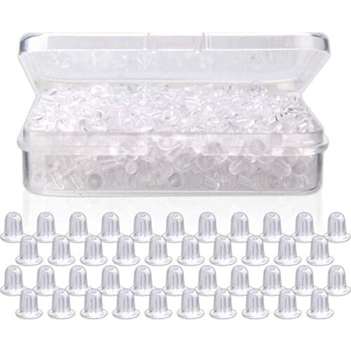 500-2000pcs clear Silicone Rubber Earring Back Stoppers for Stud Earrings DIY Earring Findings Accessories Bullet Tube Ear Plugs